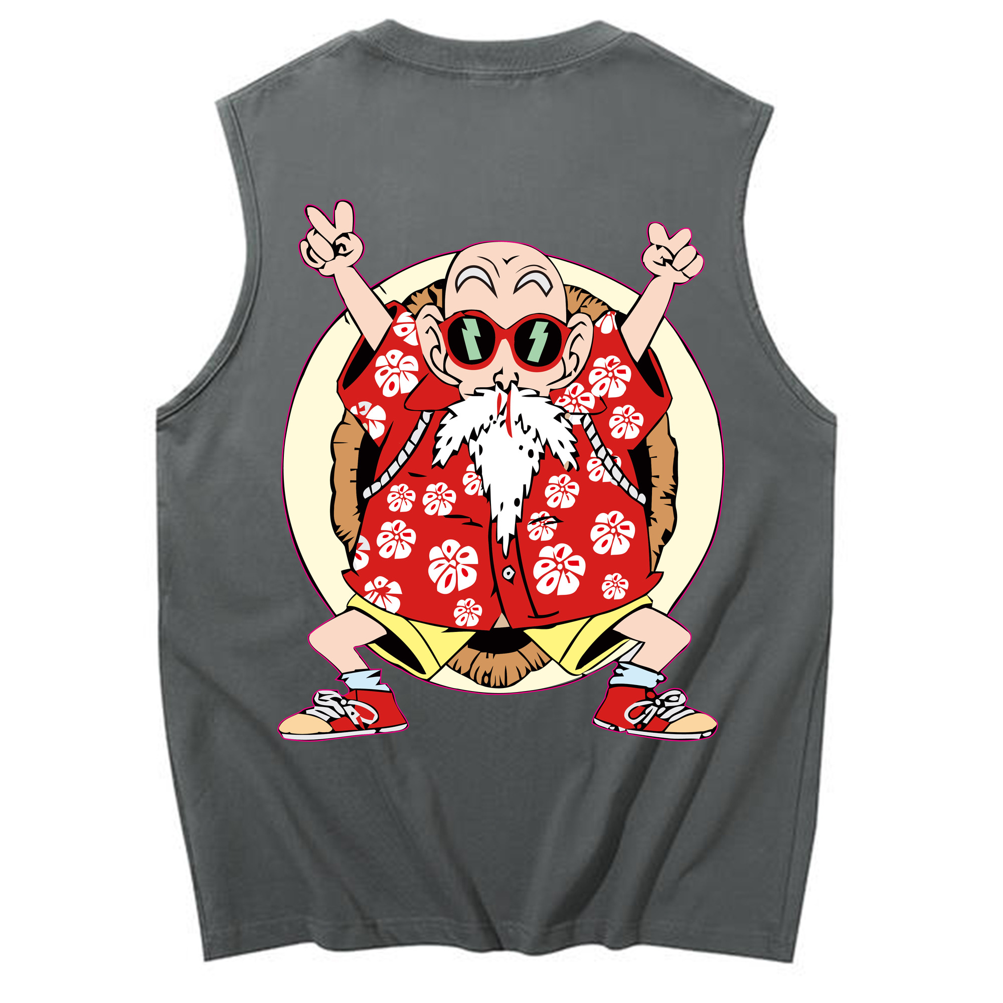 （画像用） ドラゴンボール 亀仙人（かめせんにん） DRAGON BALL Master Roshi Kame Sennin コットン100％タンクトップ（背面プリント）